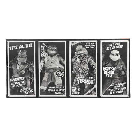 NECA - Confezione 4 figurine Turtles Black & White - Universal Monsters x TMNT