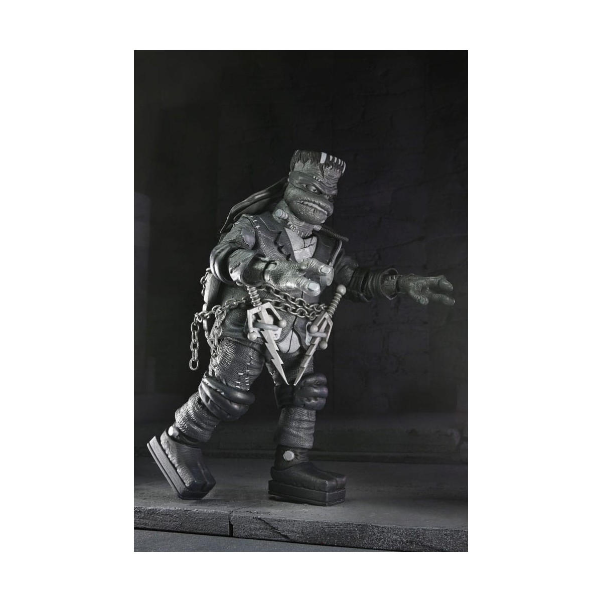 NECA - Confezione 4 figurine Turtles Black & White - Universal Monsters x TMNT