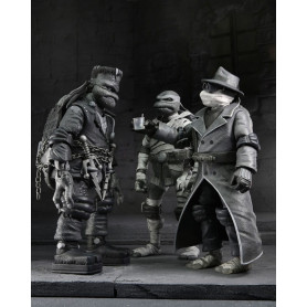 NECA - Confezione 4 figurine Turtles Black & White - Universal Monsters x TMNT