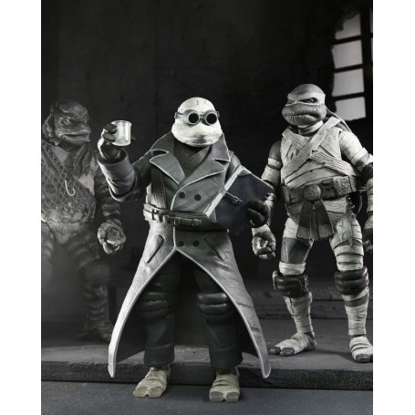 NECA - Confezione 4 figurine Turtles Black & White - Universal Monsters x TMNT