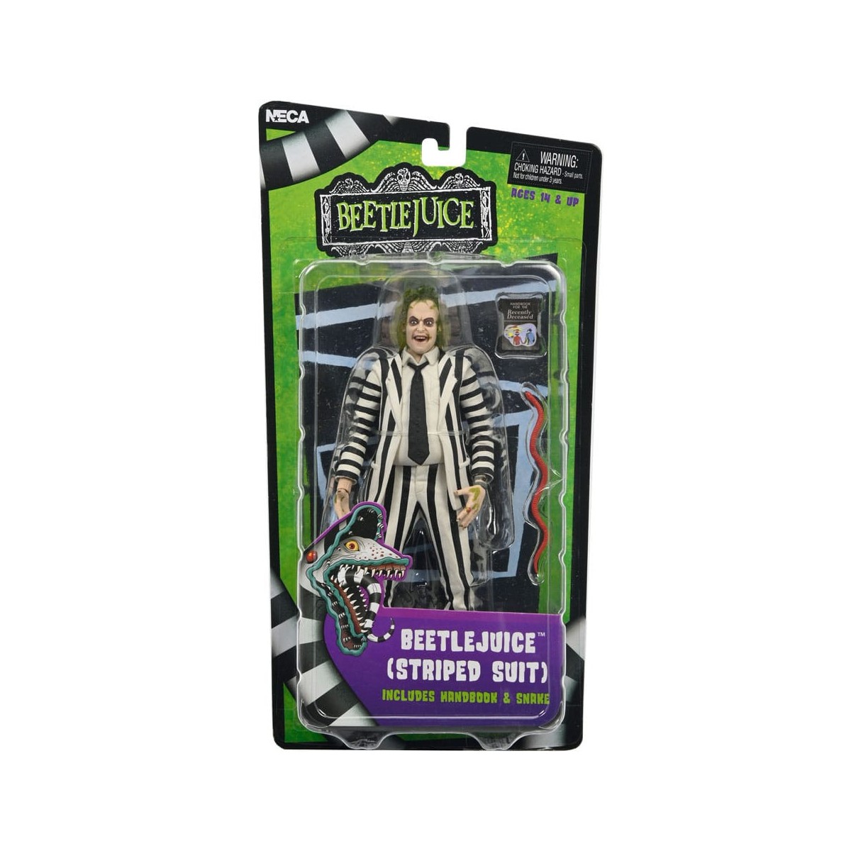 Neca BeetleJuice 1988 - Vestito a righe bianche e nere di Beetlejuice