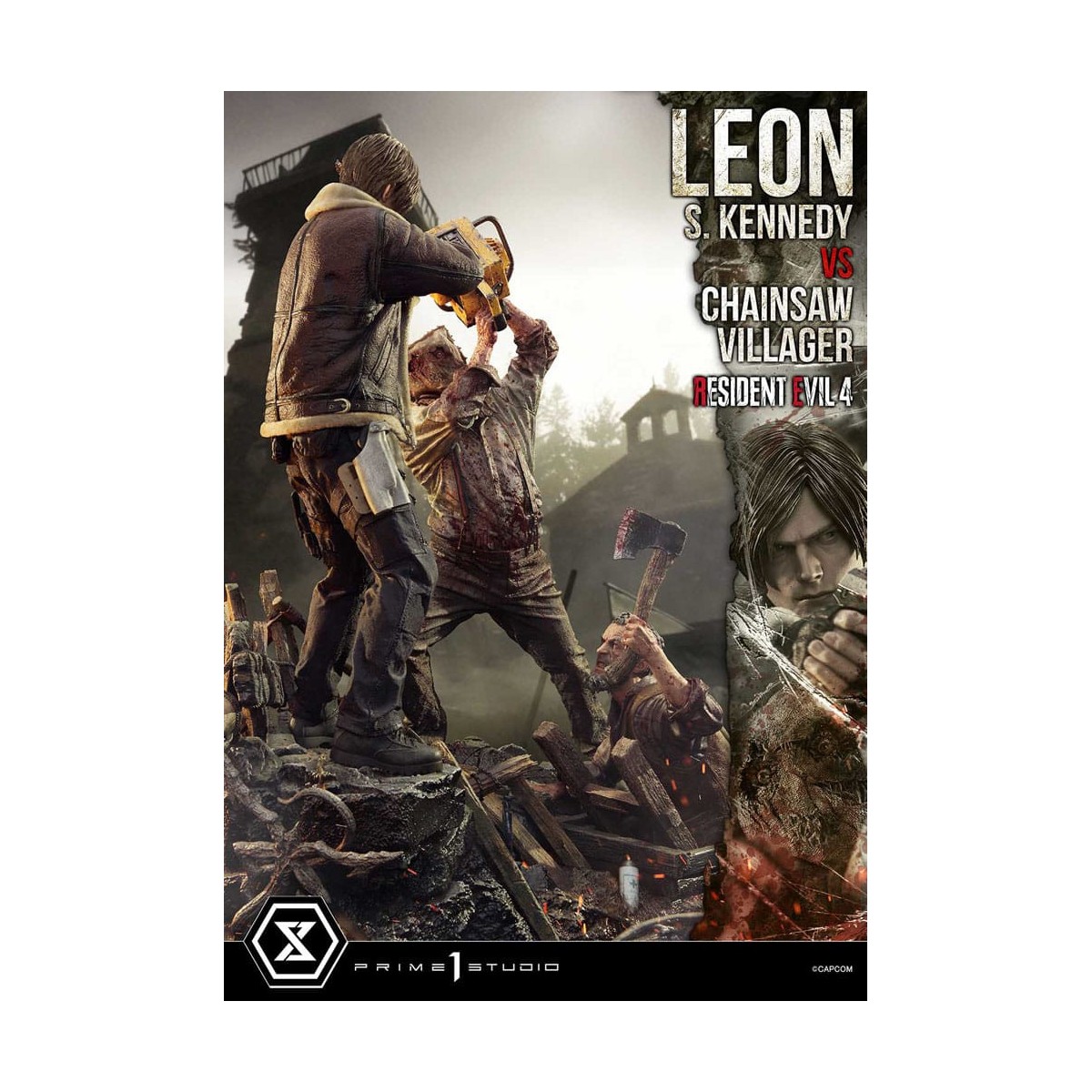 Prime 1 Studio - Resident Evil 4 Leon S. Kennedy vs. Chainsaw Villager Bonus Ver. - Serie Ultimate Premium Masterline 1/4