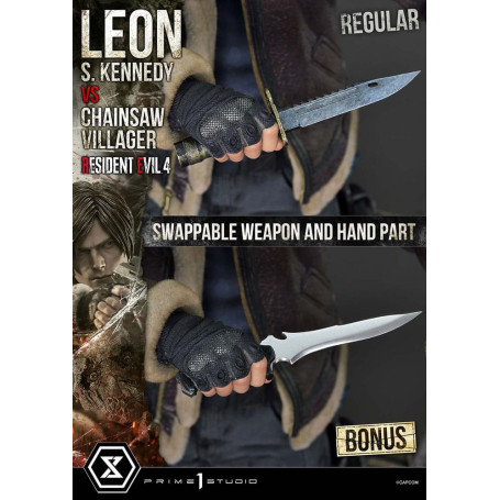 Prime 1 Studio - Resident Evil 4 Leon S. Kennedy vs. Chainsaw Villager Bonus Ver. - Serie Ultimate Premium Masterline 1/4