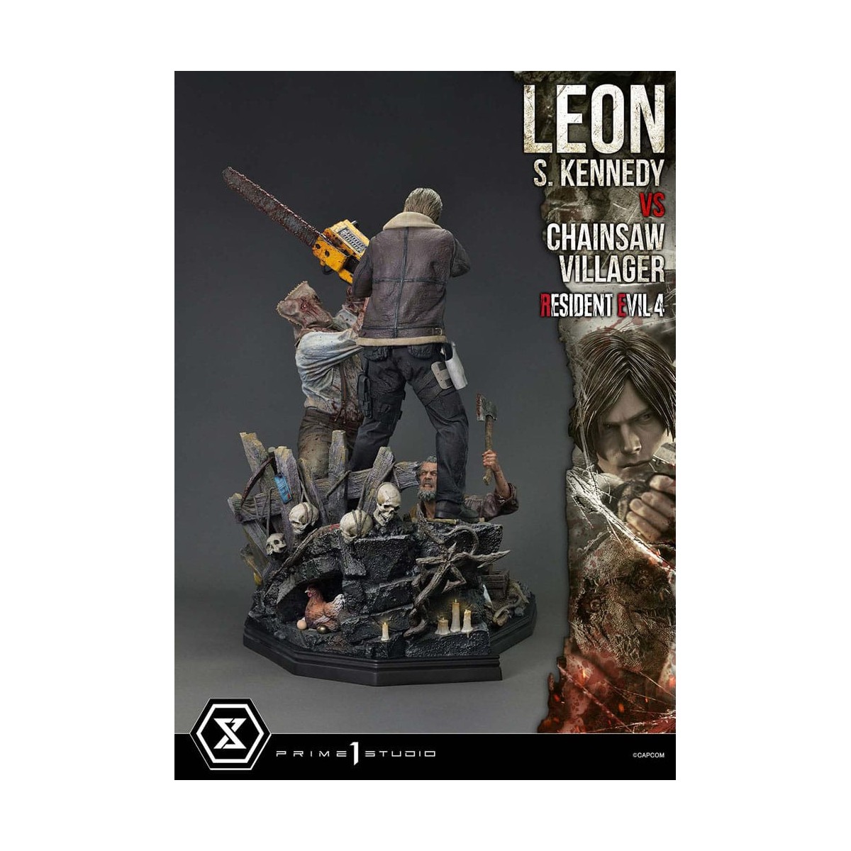 Prime 1 Studio - Resident Evil 4 Leon S. Kennedy vs. Chainsaw Villager Bonus Ver. - Serie Ultimate Premium Masterline 1/4