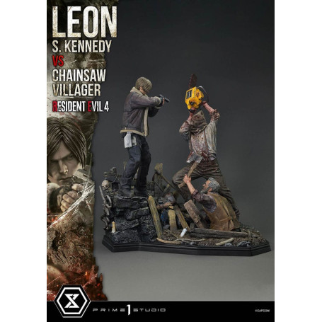 Prime 1 Studio - Resident Evil 4 Leon S. Kennedy vs. Chainsaw Villager Bonus Ver. - Serie Ultimate Premium Masterline 1/4