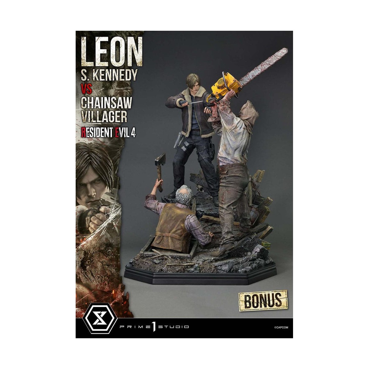 Prime 1 Studio - Resident Evil 4 Leon S. Kennedy vs. Chainsaw Villager Bonus Ver. - Serie Ultimate Premium Masterline 1/4