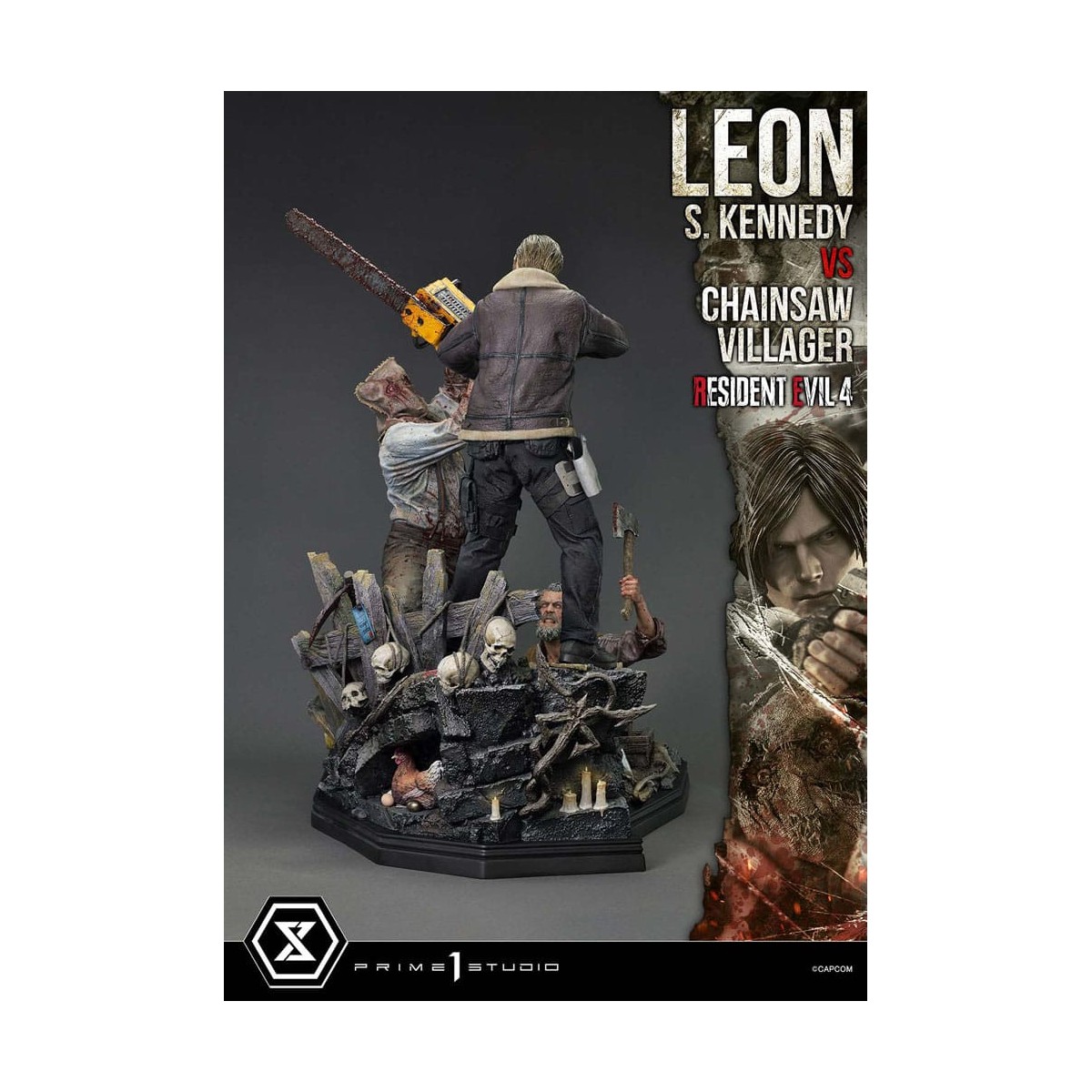 Prime 1 Studio - Resident Evil 4 Leon S. Kennedy vs. Chainsaw Villager Bonus Ver. - Serie Ultimate Premium Masterline 1/4