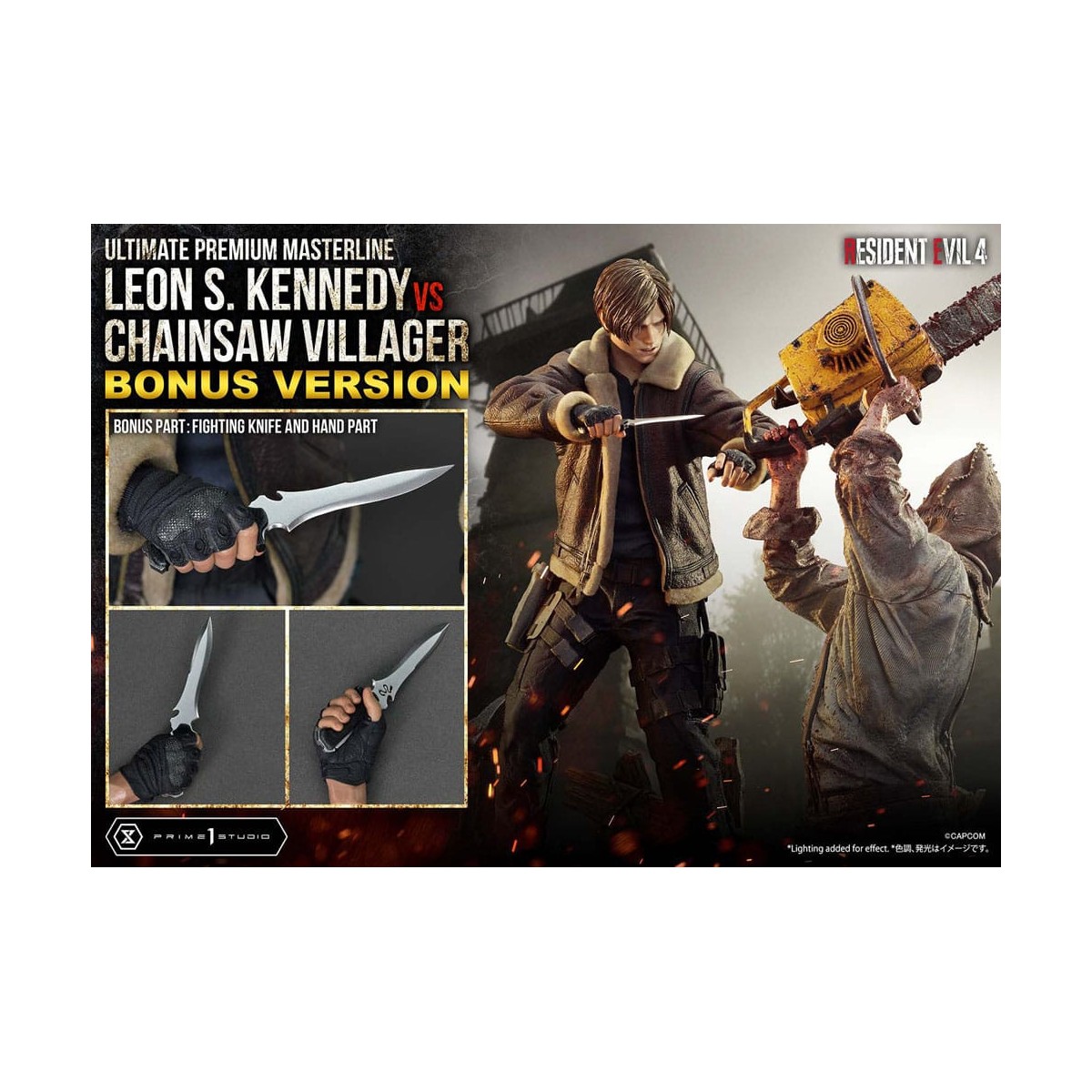 Prime 1 Studio - Resident Evil 4 Leon S. Kennedy vs. Chainsaw Villager Bonus Ver. - Serie Ultimate Premium Masterline 1/4