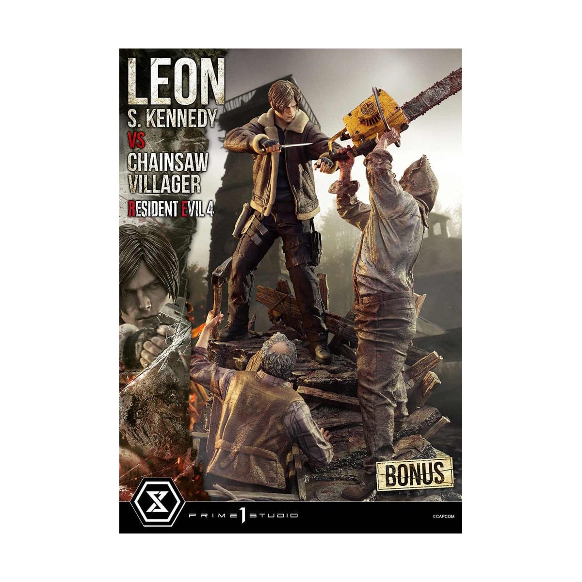Prime 1 Studio - Resident Evil 4 Leon S. Kennedy vs. Chainsaw Villager Bonus Ver. - Serie Ultimate Premium Masterline 1/4