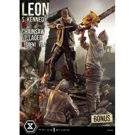 Prime 1 Studio - Resident Evil 4 Leon S. Kennedy vs. Chainsaw Villager Bonus Ver. - Serie Ultimate Premium Masterline 1/4
