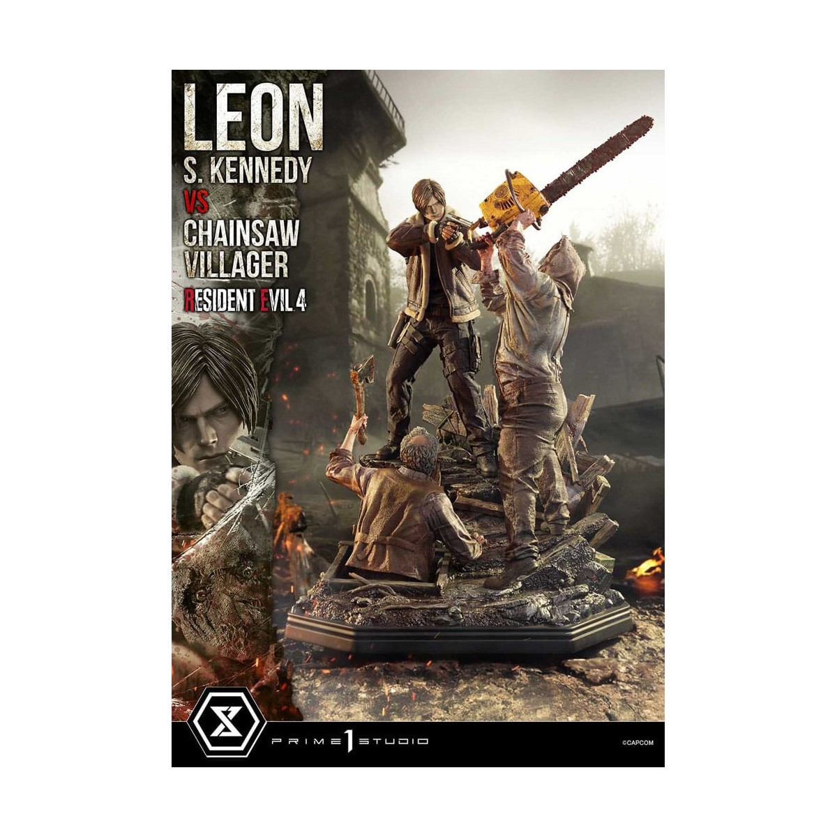 Prime 1 Studio - Resident Evil 4 Leon S. Kennedy vs. Chainsaw Villager Bonus Ver. - Serie Ultimate Premium Masterline 1/4