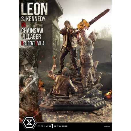 Prime 1 Studio - Resident Evil 4 Leon S. Kennedy vs. Chainsaw Villager Bonus Ver. - Serie Ultimate Premium Masterline 1/4