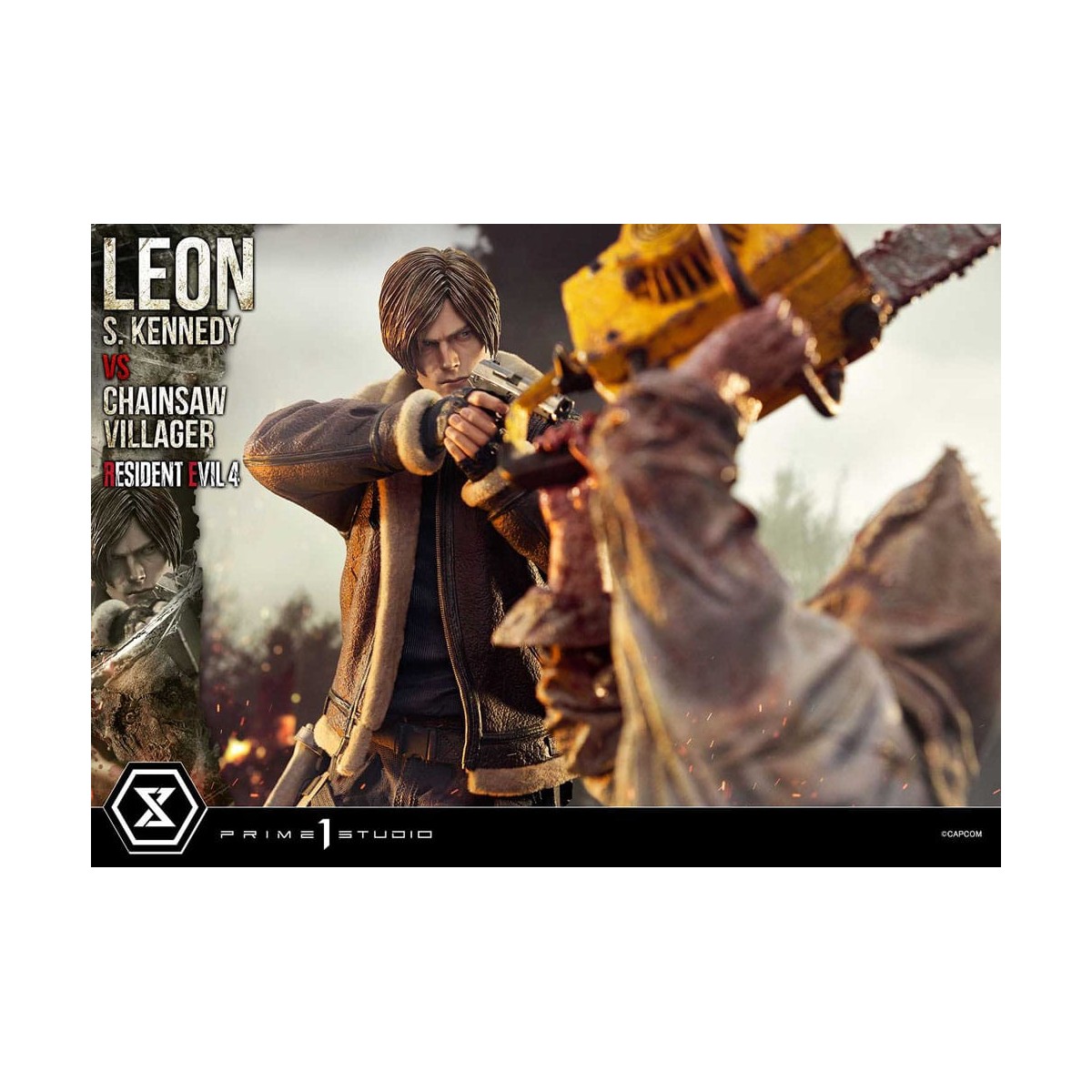 Prime 1 Studio - Resident Evil 4 Leon S. Kennedy vs. Chainsaw Villager Bonus Ver. - Serie Ultimate Premium Masterline 1/4