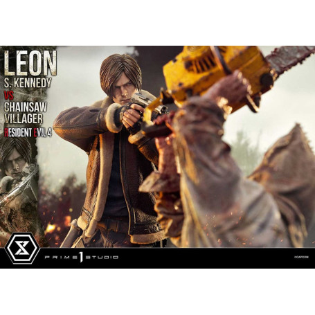 Prime 1 Studio - Resident Evil 4 Leon S. Kennedy vs. Chainsaw Villager Bonus Ver. - Serie Ultimate Premium Masterline 1/4