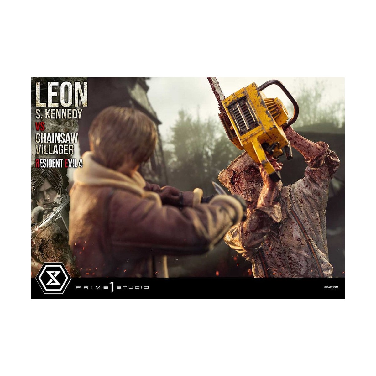 Prime 1 Studio - Resident Evil 4 Leon S. Kennedy vs. Chainsaw Villager Bonus Ver. - Serie Ultimate Premium Masterline 1/4