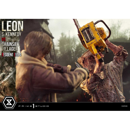 Prime 1 Studio - Resident Evil 4 Leon S. Kennedy vs. Chainsaw Villager Bonus Ver. - Serie Ultimate Premium Masterline 1/4