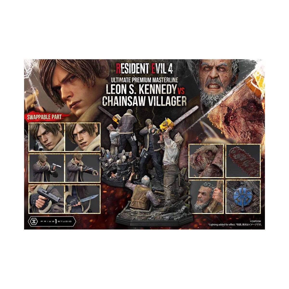 Prime 1 Studio - Resident Evil 4 Leon S. Kennedy vs. Chainsaw Villager Bonus Ver. - Serie Ultimate Premium Masterline 1/4