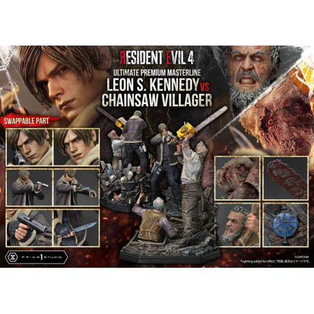 Prime 1 Studio - Resident Evil 4 Leon S. Kennedy vs. Chainsaw Villager Bonus Ver. - Serie Ultimate Premium Masterline 1/4