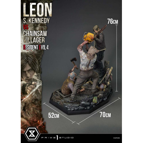 Prime 1 Studio - Resident Evil 4 Leon S. Kennedy vs. Chainsaw Villager Bonus Ver. - Serie Ultimate Premium Masterline 1/4