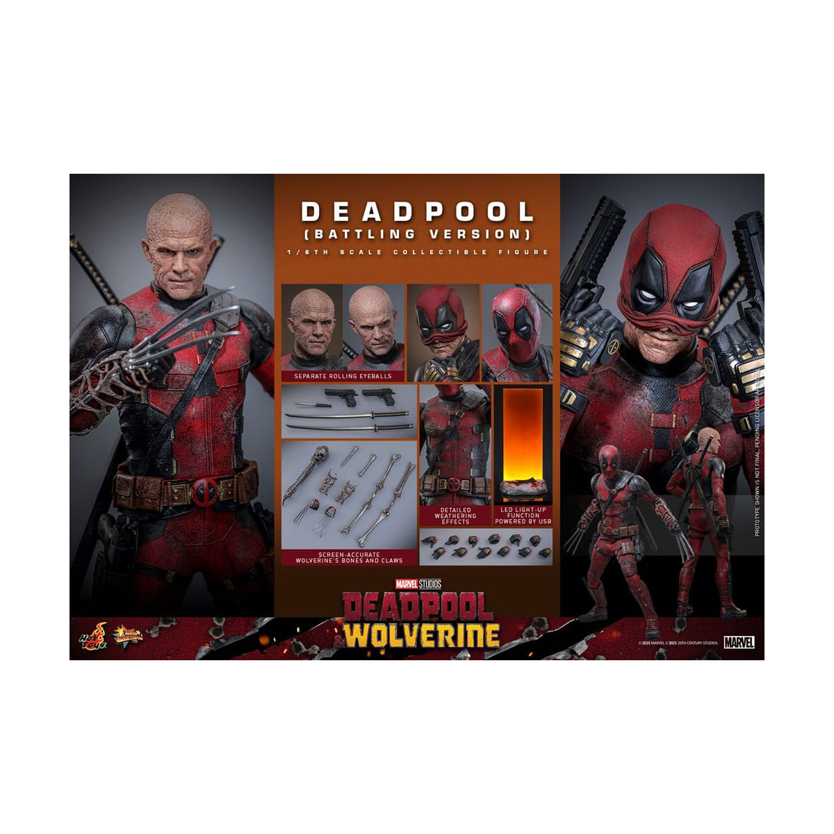 Hot Toys Marvel Deadpool & Wolverine - Deadpool (versione da combattimento) MMS 1/6
