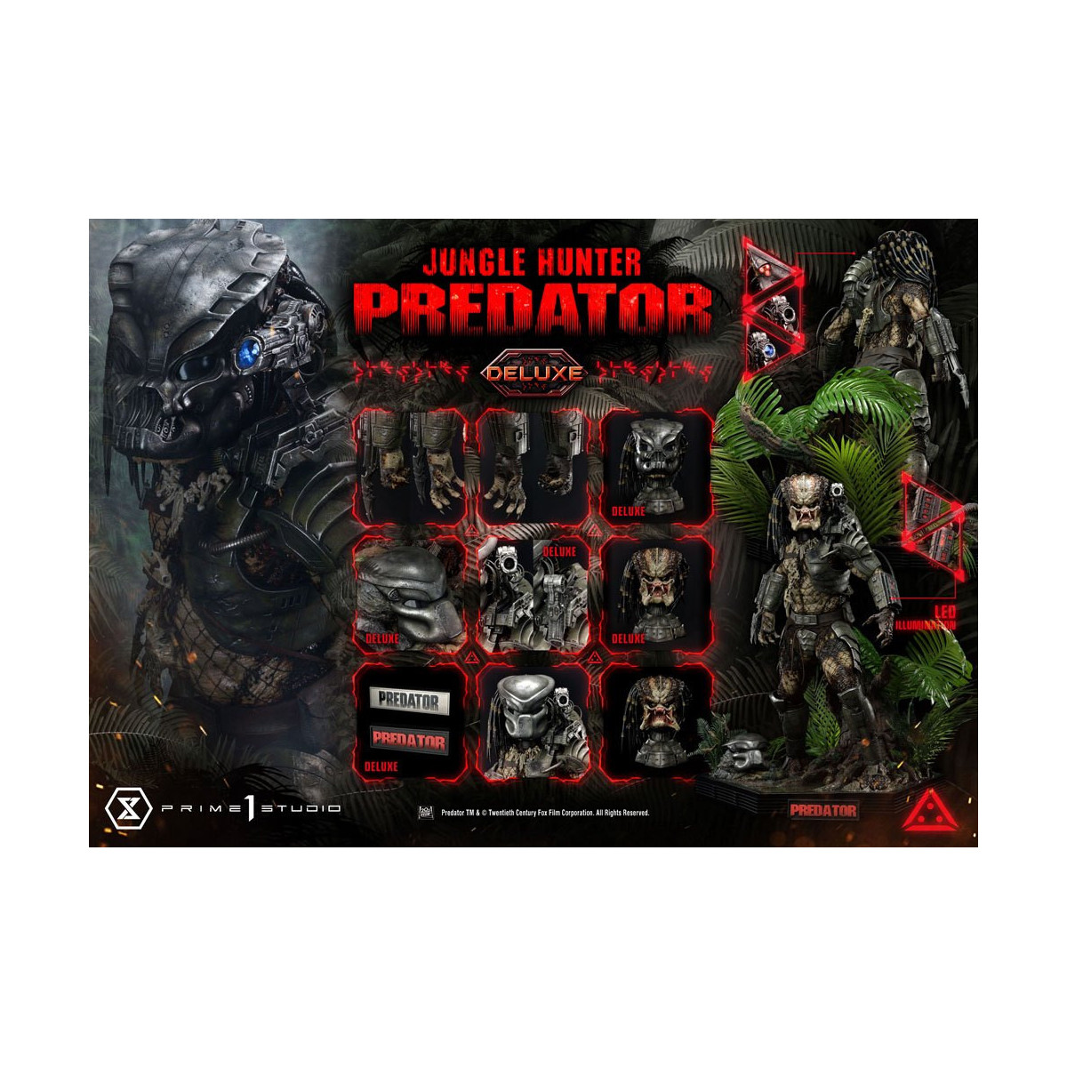 Prime 1 Studios - Museo Masterline 1/3 Jungle Hunter Predator Deluxe Versione Bonus