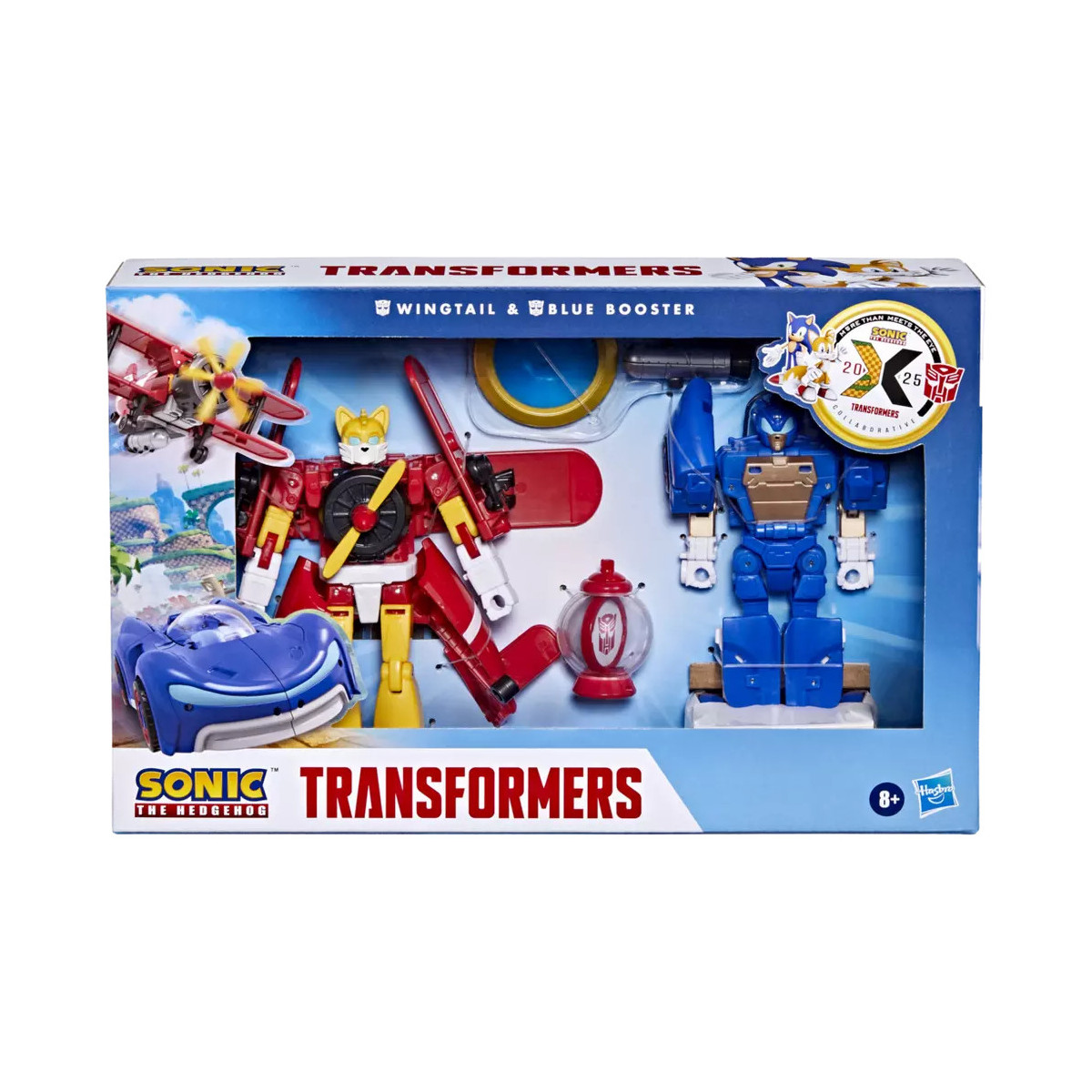 Hasbro - Transformers Collaborativi Sonic the Hedgehog x Transformers - Coda d'ala e Booster blu