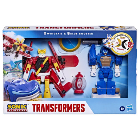 Hasbro - Transformers Collaborativi Sonic the Hedgehog x Transformers - Coda d'ala e Booster blu