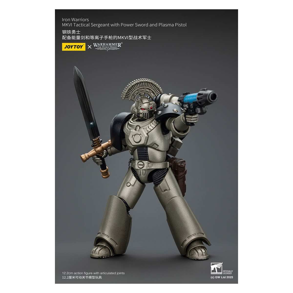 Joytoy - Warhammer - Sergente tattico Iron Warriors MKVI con spada elettrica e pistola al plasma