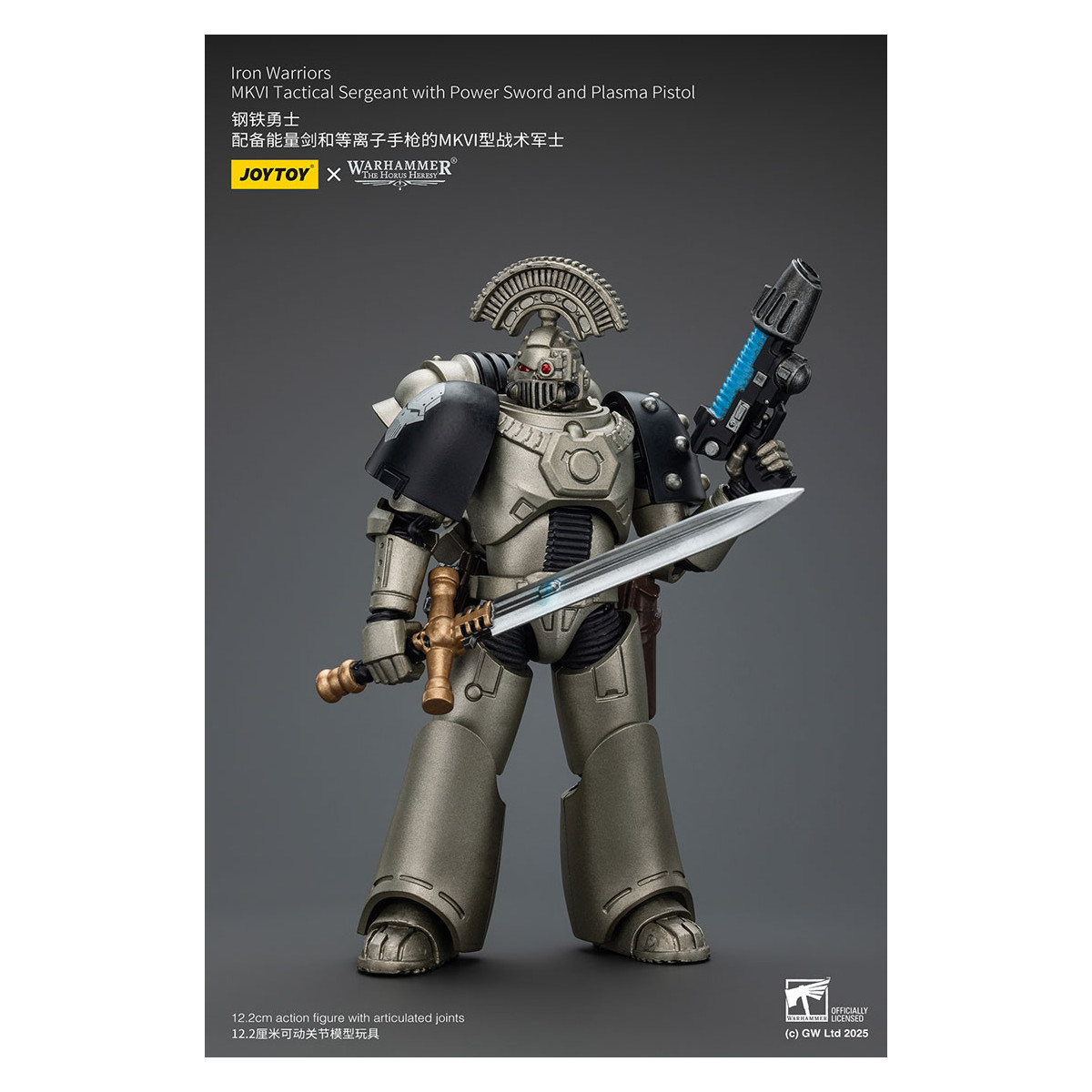 Joytoy - Warhammer - Sergente tattico Iron Warriors MKVI con spada elettrica e pistola al plasma