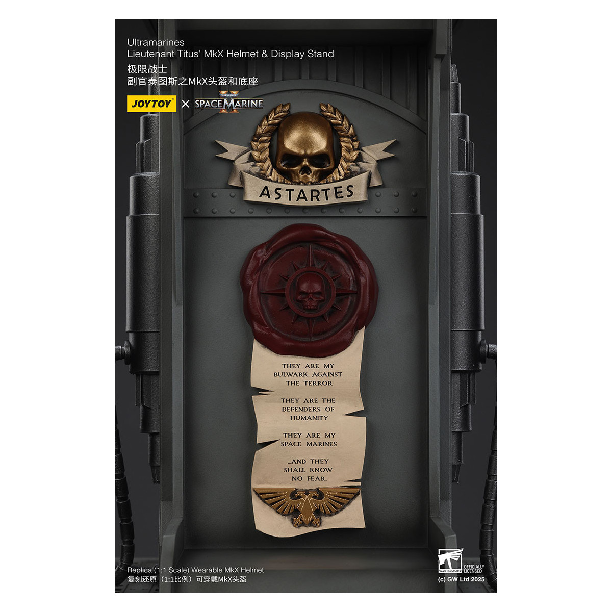 JoyToy - Space Marines II - Ultramarines Elmetto MkX del tenente Titus - espositore-11