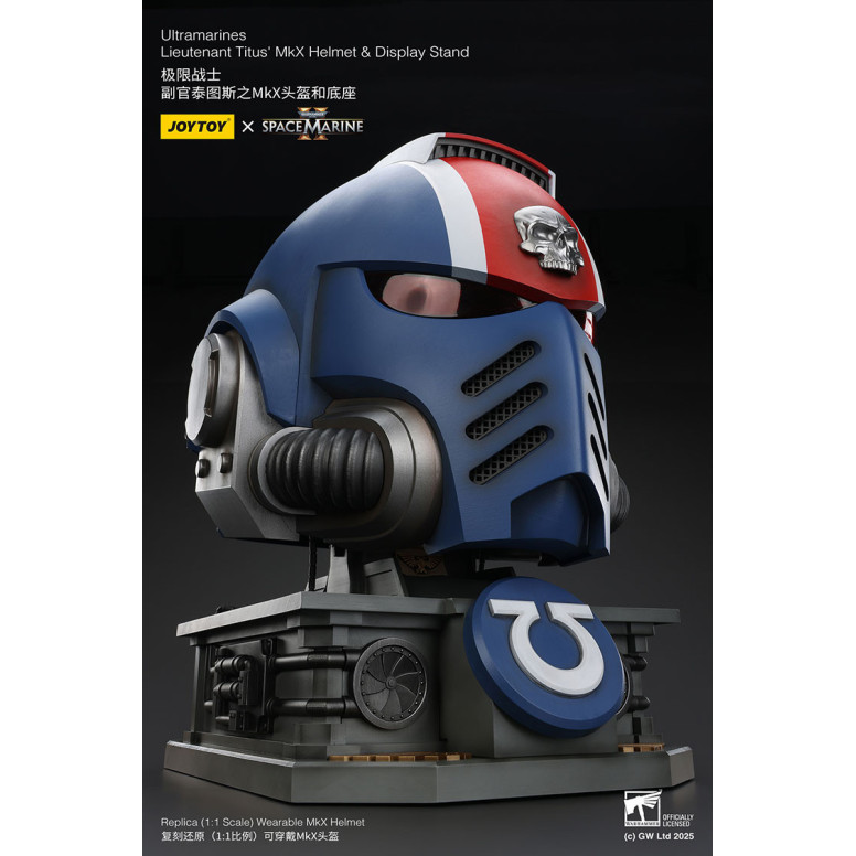 JoyToy - Space Marines II - Ultramarines Elmetto MkX del tenente Titus - espositore-11