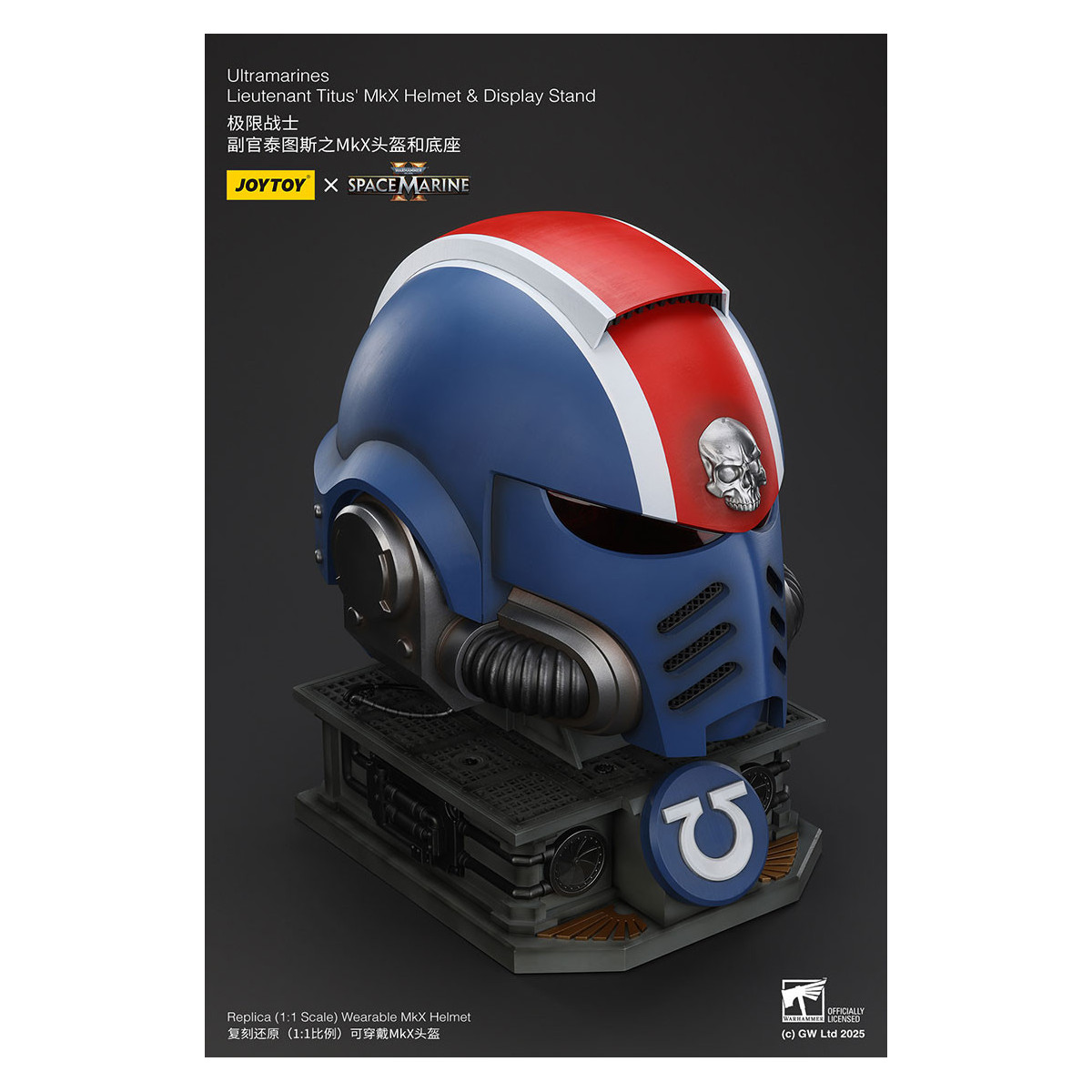 JoyToy - Space Marines II - Ultramarines Elmetto MkX del tenente Titus - espositore-11
