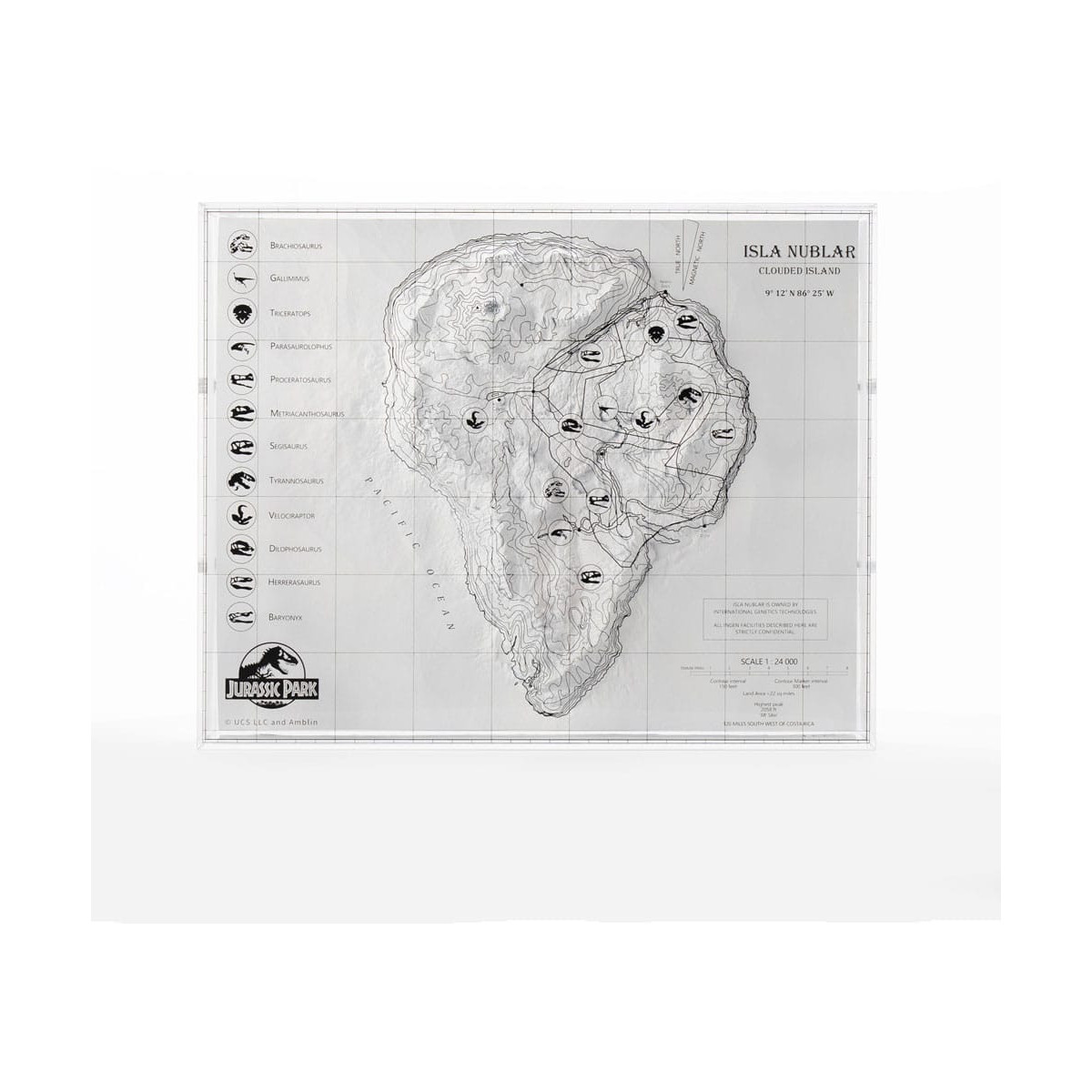 ECC Elite Creature Collectibles - Jurassic Park Mappa topografica di Isla Nublar