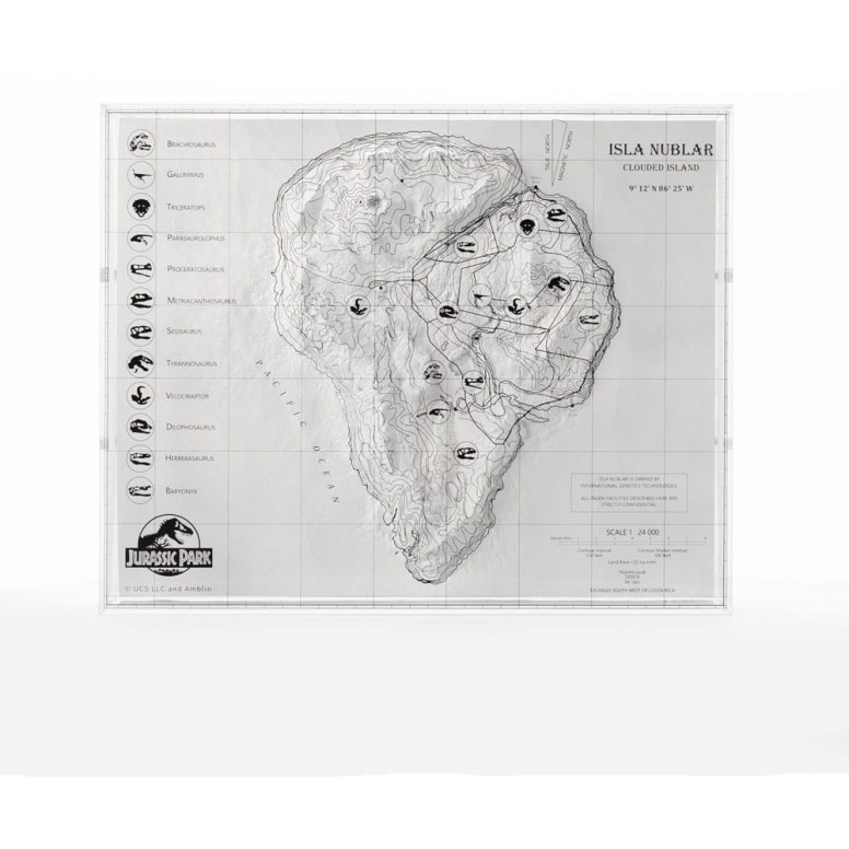 ECC Elite Creature Collectibles - Jurassic Park Mappa topografica di Isla Nublar