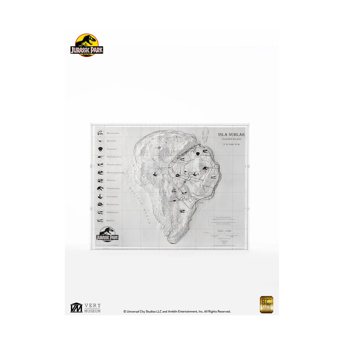 ECC Elite Creature Collectibles - Jurassic Park Mappa topografica di Isla Nublar