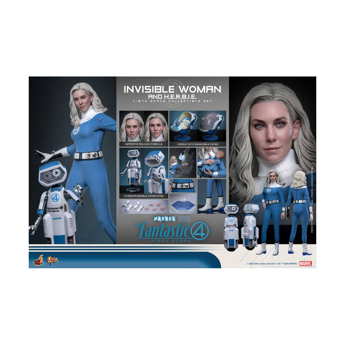 Hot Toys Marvel - Fantastici Quattro: Primi Passi - Donna Invisibile e H.E.R.B.I.E. MMS 1/6 - Sue Storm