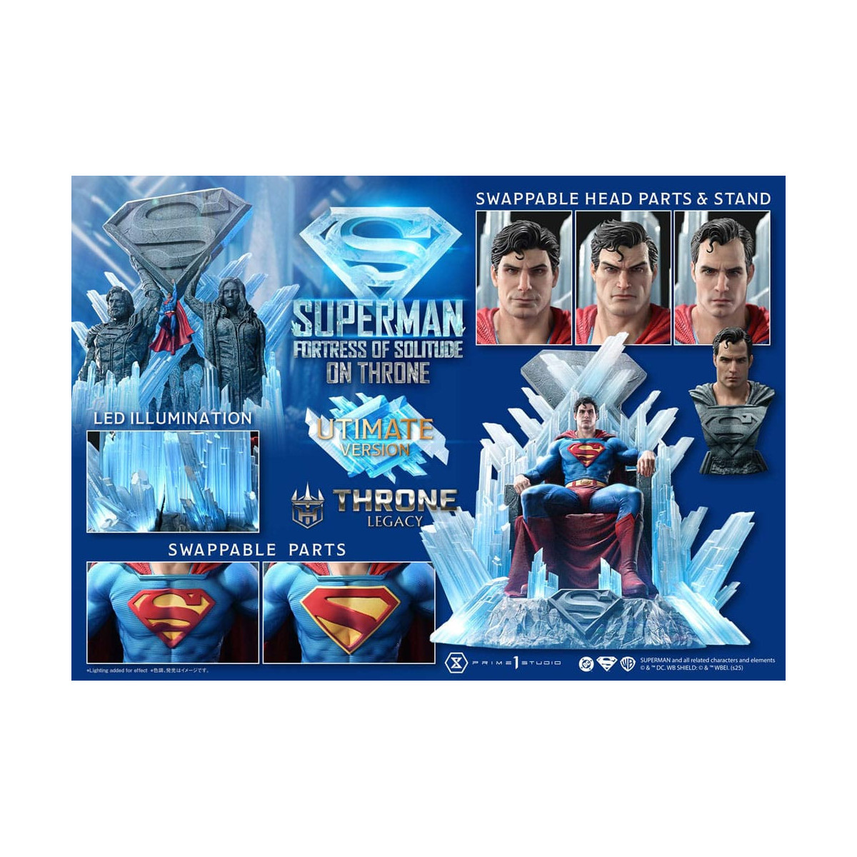 Prime 1 Studio DC Comics Throne Legacy Collection - Superman La Fortezza della Solitudine sul Trono Versione Ultimate Bonus