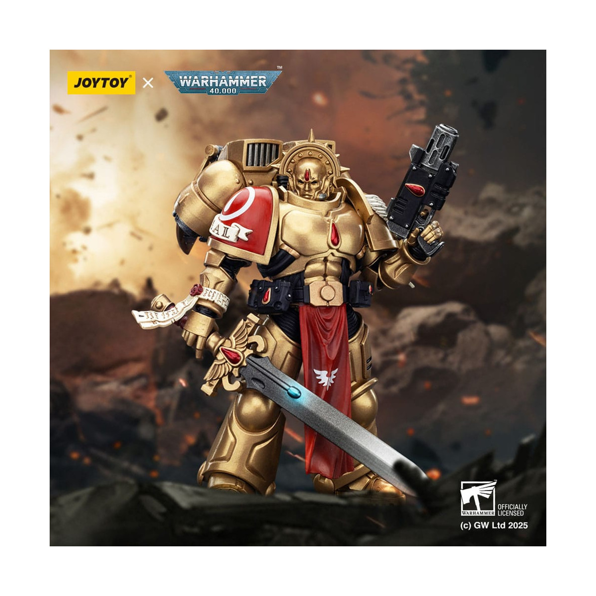 JoyToy Space Marines - Blood Angels - Combat Patrol Blood Angels Guardia Sanguinaria 1 con Pistola Inferno e Lama Encarmine 1/18