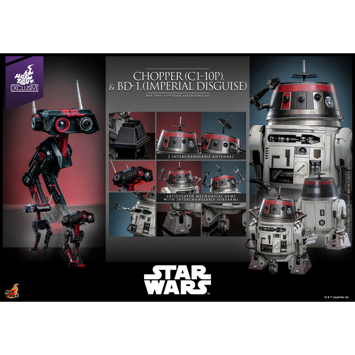Hot Toys Star Wars - Chopper (C1-10P) e BD-1 (travestimento imperiale) - Esclusiva Hot Toys Ribelli