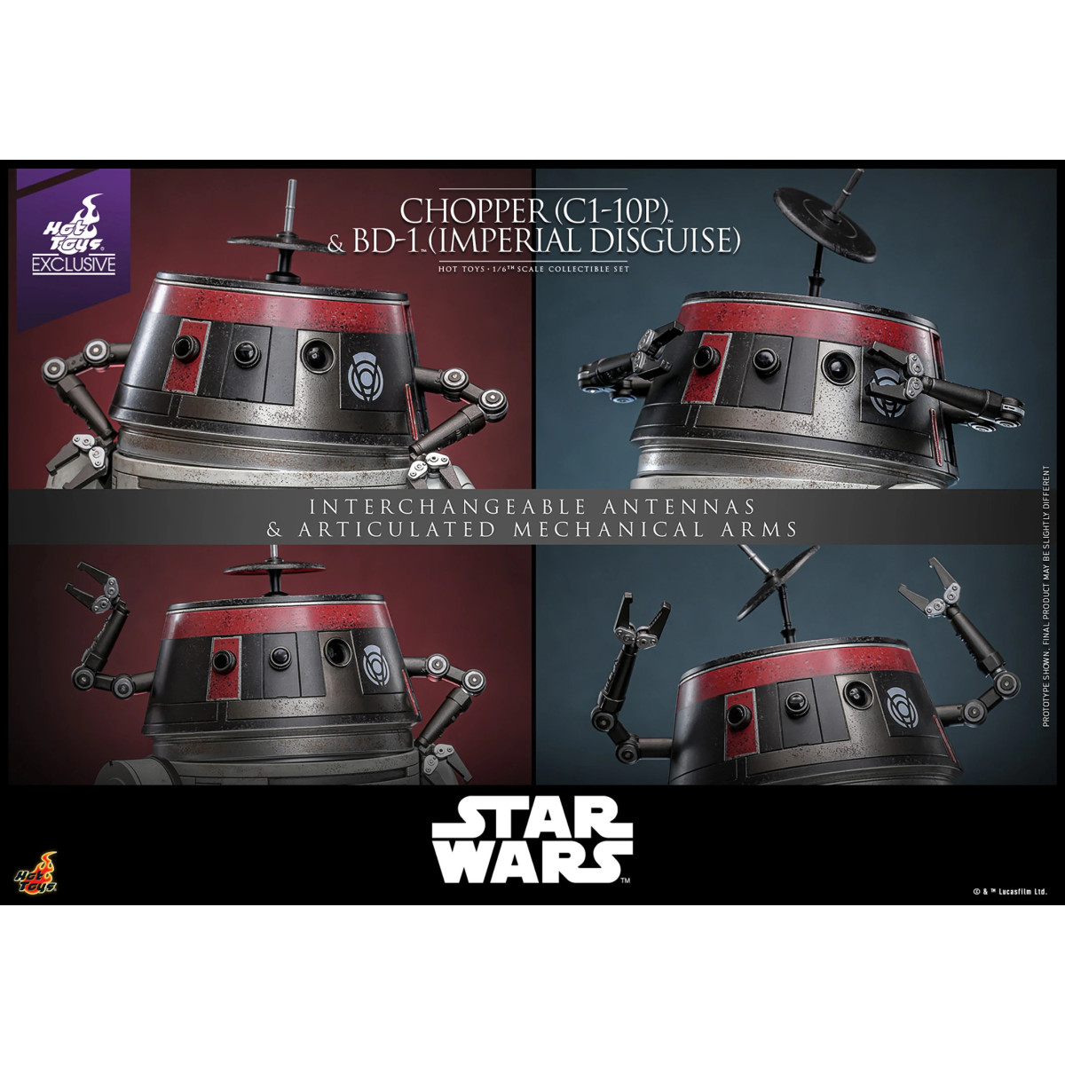 Hot Toys Star Wars - Chopper (C1-10P) e BD-1 (travestimento imperiale) - Esclusiva Hot Toys Ribelli
