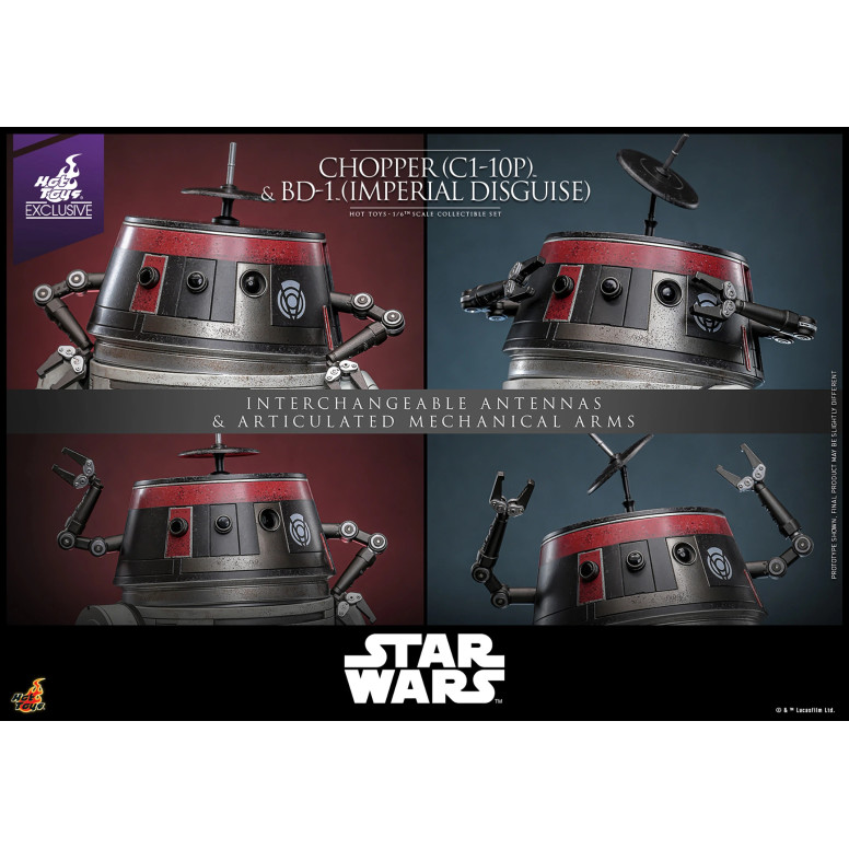 Hot Toys Star Wars - Chopper (C1-10P) e BD-1 (travestimento imperiale) - Esclusiva Hot Toys Ribelli