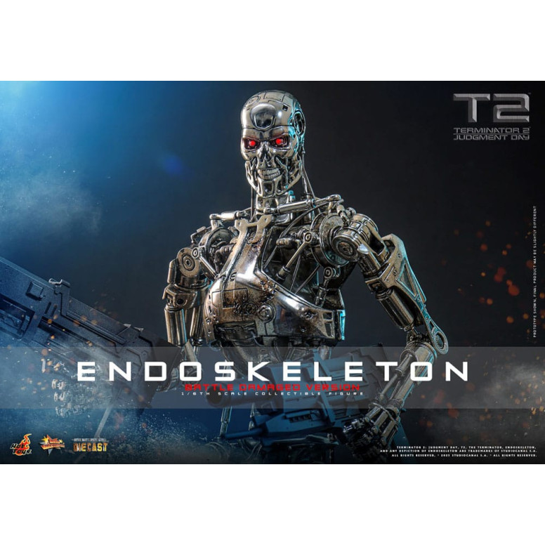 Hot Toys - Terminator 2: Il Giorno del Giudizio MMS 1/6 - Endoscheletro (Versione danneggiata dalla battaglia) Die cast MMS840D7