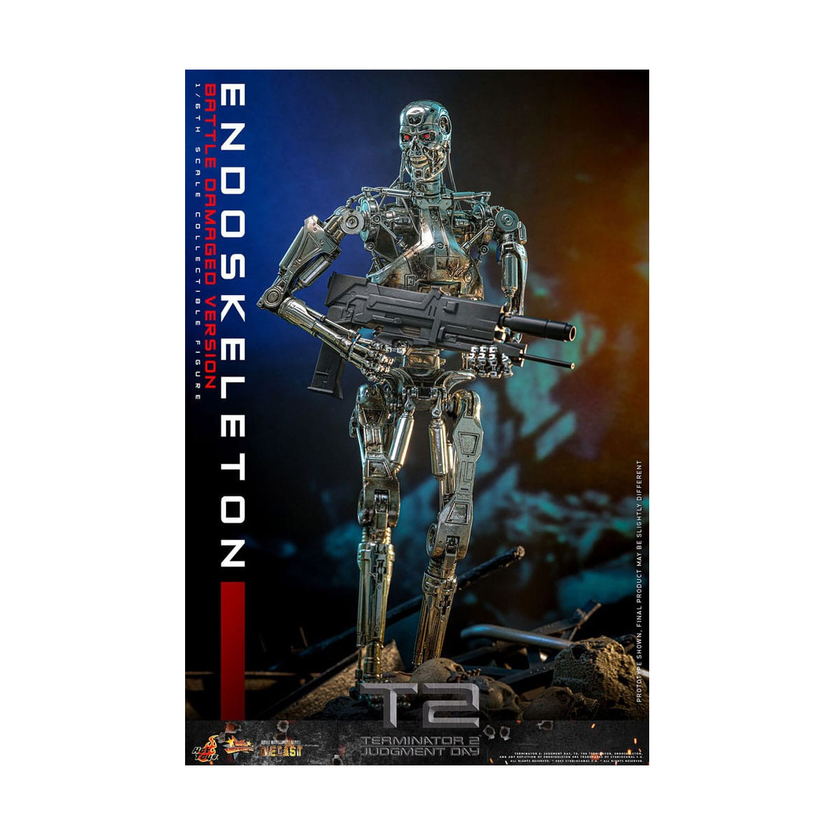Hot Toys - Terminator 2: Il Giorno del Giudizio MMS 1/6 - Endoscheletro (Versione danneggiata dalla battaglia) Die cast MMS840D7