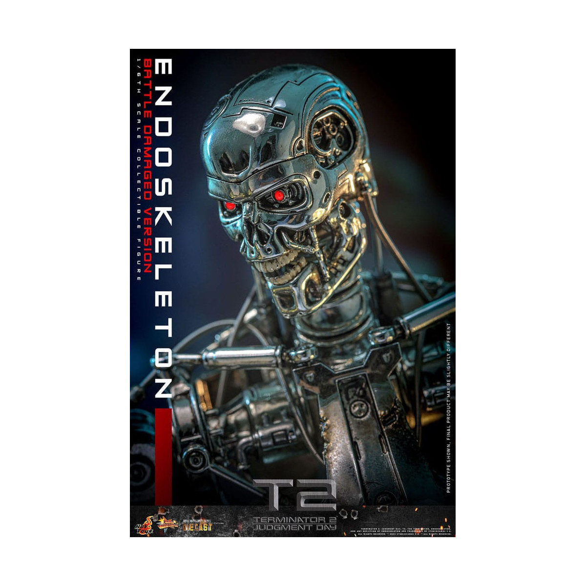Hot Toys - Terminator 2: Il Giorno del Giudizio MMS 1/6 - Endoscheletro (Versione danneggiata dalla battaglia) Die cast MMS840D7