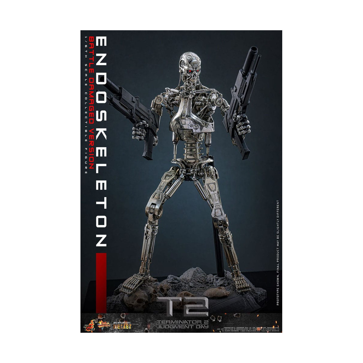 Hot Toys - Terminator 2: Il Giorno del Giudizio MMS 1/6 - Endoscheletro (Versione danneggiata dalla battaglia) Die cast MMS840D7