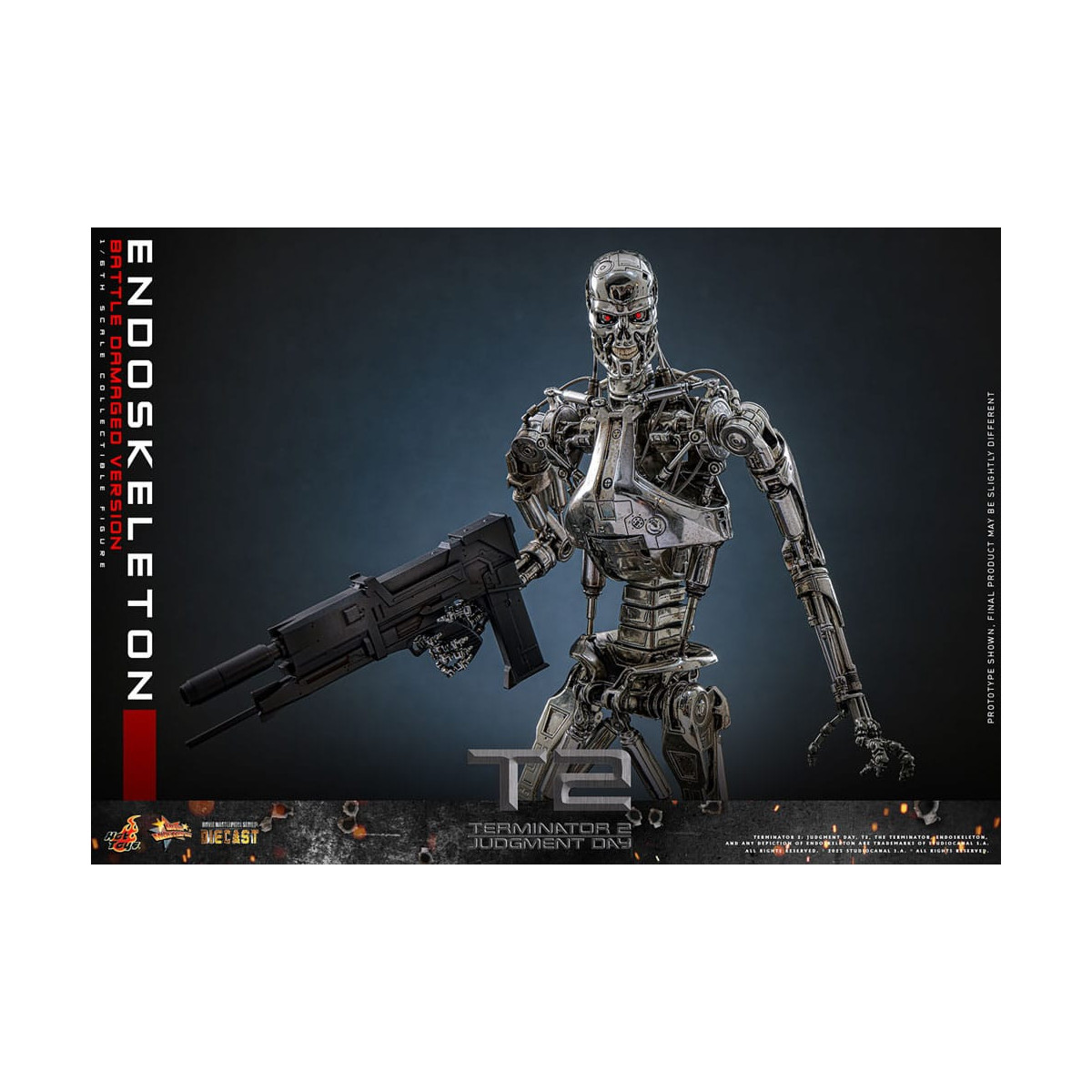 Hot Toys - Terminator 2: Il Giorno del Giudizio MMS 1/6 - Endoscheletro (Versione danneggiata dalla battaglia) Die cast MMS840D7