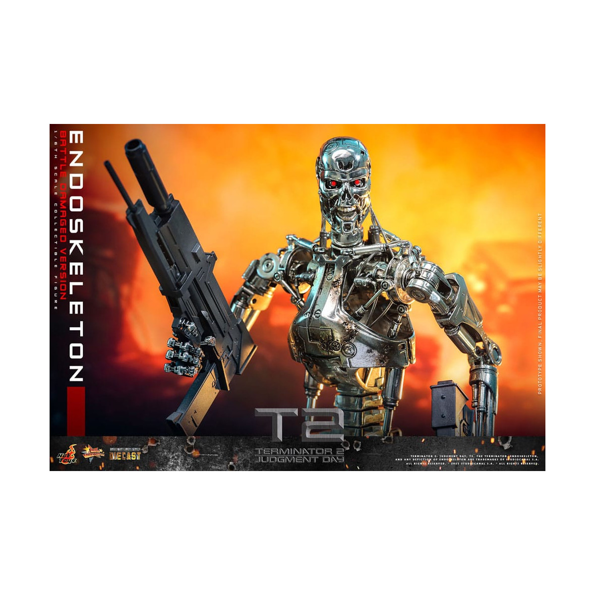 Hot Toys - Terminator 2: Il Giorno del Giudizio MMS 1/6 - Endoscheletro (Versione danneggiata dalla battaglia) Die cast MMS840D7