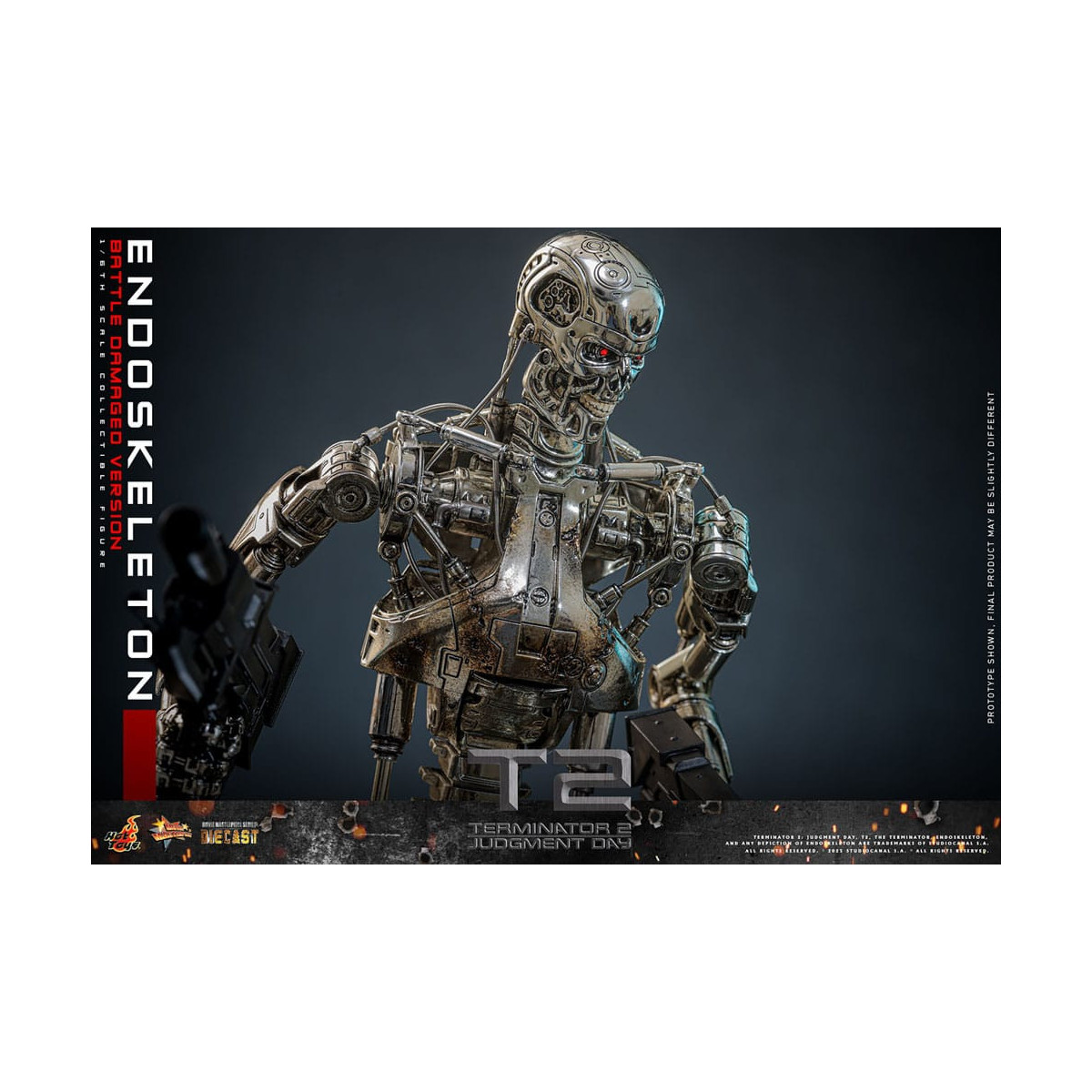 Hot Toys - Terminator 2: Il Giorno del Giudizio MMS 1/6 - Endoscheletro (Versione danneggiata dalla battaglia) Die cast MMS840D7