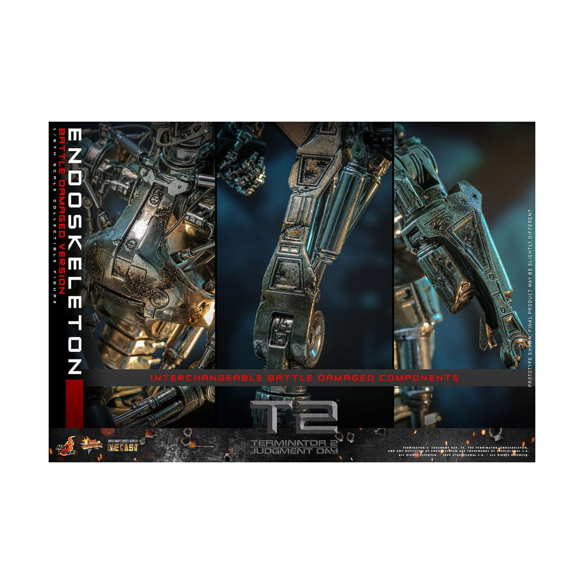 Hot Toys - Terminator 2: Il Giorno del Giudizio MMS 1/6 - Endoscheletro (Versione danneggiata dalla battaglia) Die cast MMS840D7