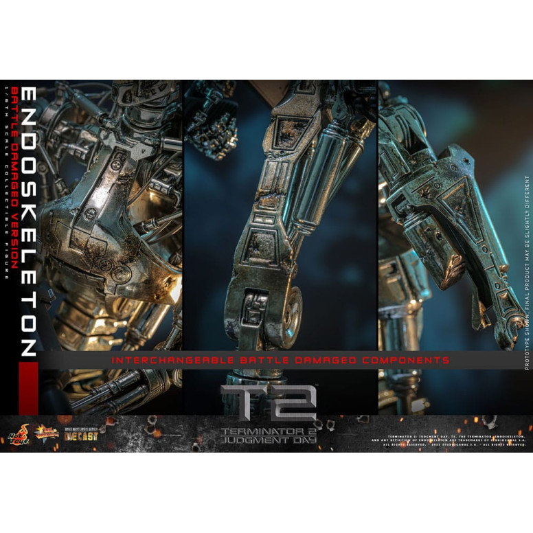 Hot Toys - Terminator 2: Il Giorno del Giudizio MMS 1/6 - Endoscheletro (Versione danneggiata dalla battaglia) Die cast MMS840D7